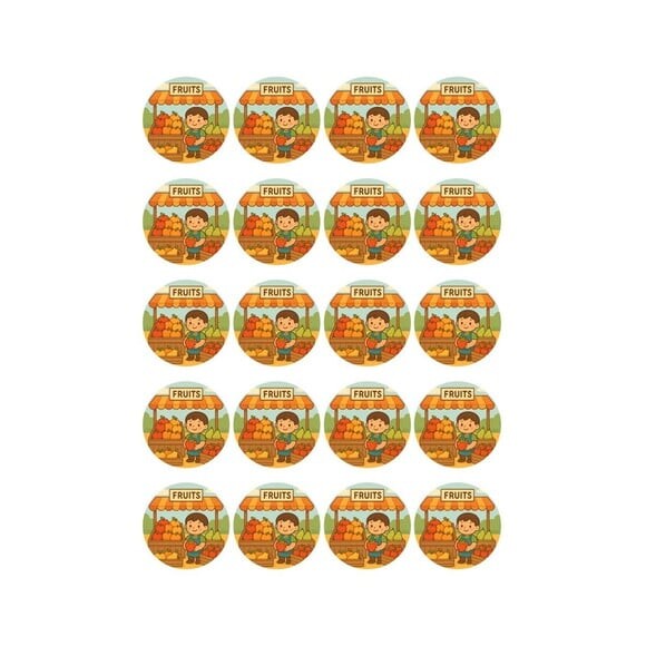 Adesivo Personalizado Latinha 5cm Feira de Frutas