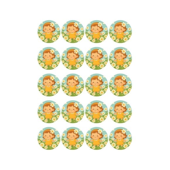 Adesivo Personalizado Latinha 5cm Jardim das Margaridas