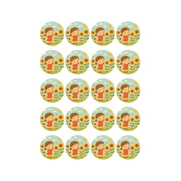 Adesivo Personalizado Latinha 5cm Jardim dos Girassóis