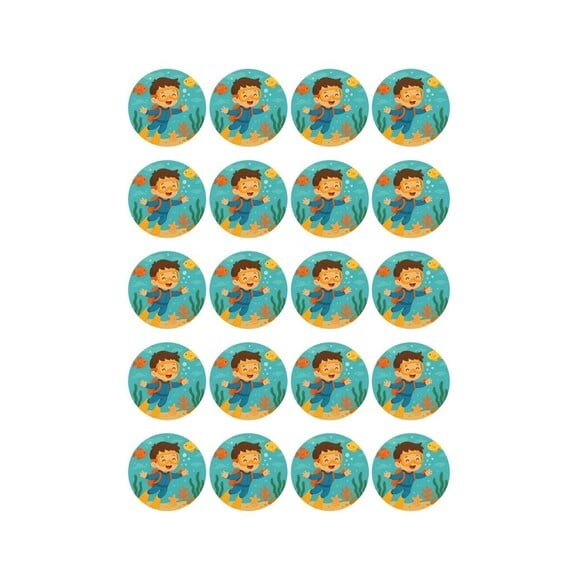Adesivo Personalizado Latinha 5cm Menino Mergulhador
