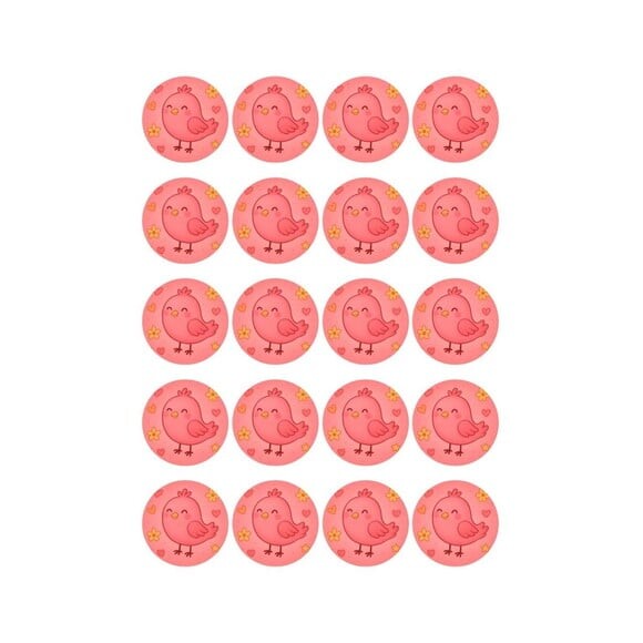 Adesivo Personalizado Latinha 5cm Passarinho Rosa