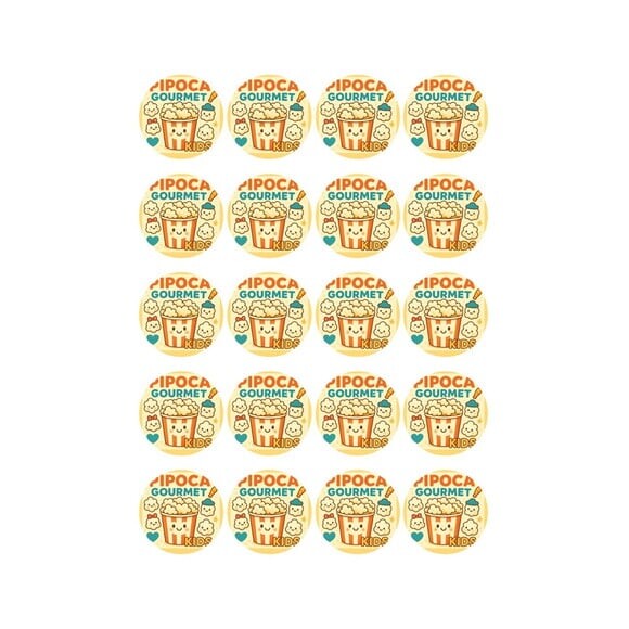 Adesivo Personalizado Latinha 5cm Pipoca Gourmet Kids