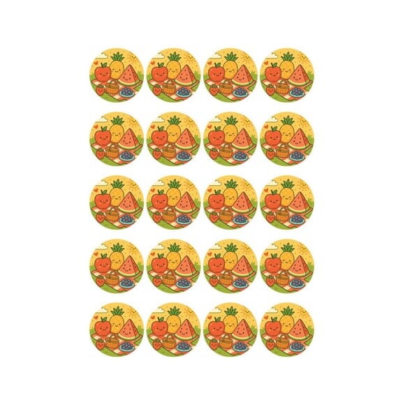 Adesivo Personalizado Latinha 5cm Piquenique das Frutas