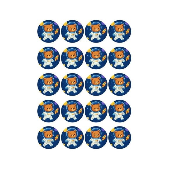 Adesivo Personalizado Latinha 5cm Ursinho Astronauta