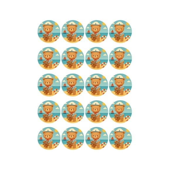 Adesivo Personalizado Latinha 5cm Ursinho Marinheiro