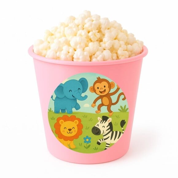 Balde de Pipoca Personalizado Infantil Animais Divertidos