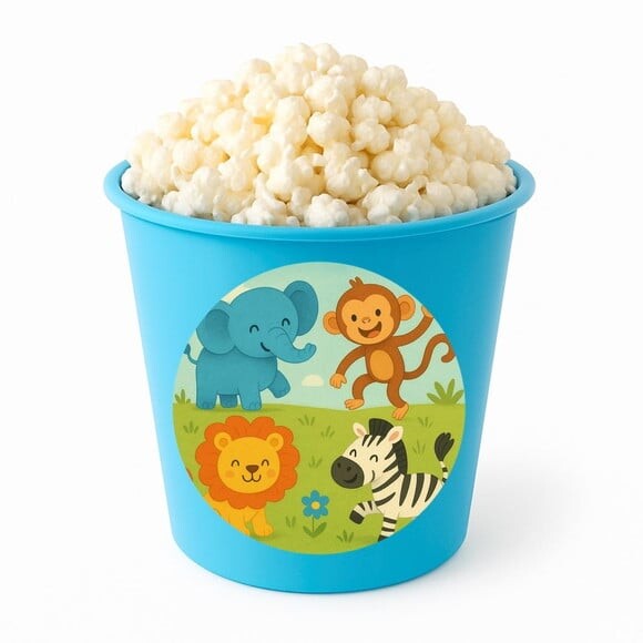 Balde de Pipoca Personalizado Infantil Animais Divertidos