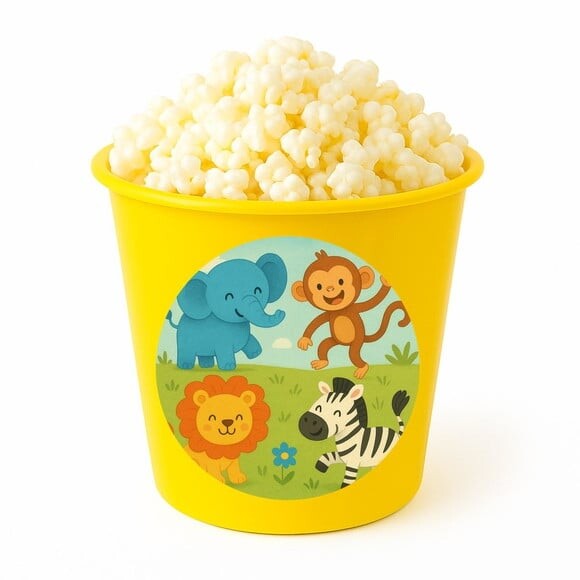 Balde de Pipoca Personalizado Infantil Animais Divertidos