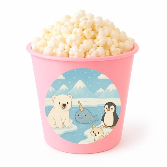 Balde de Pipoca Personalizado Infantil Animais do Ártico