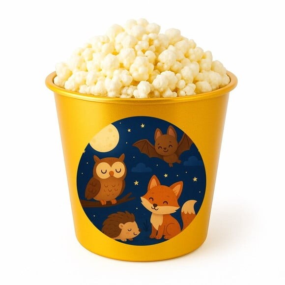 Balde de Pipoca Personalizado Infantil Animais Noturnos