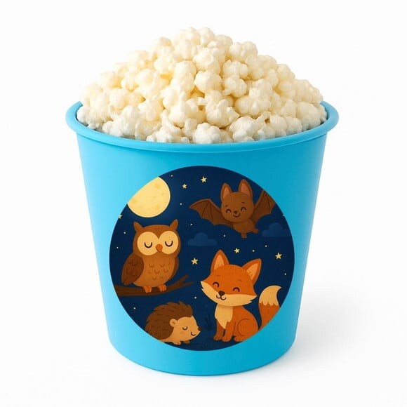 Balde de Pipoca Personalizado Infantil Animais Noturnos