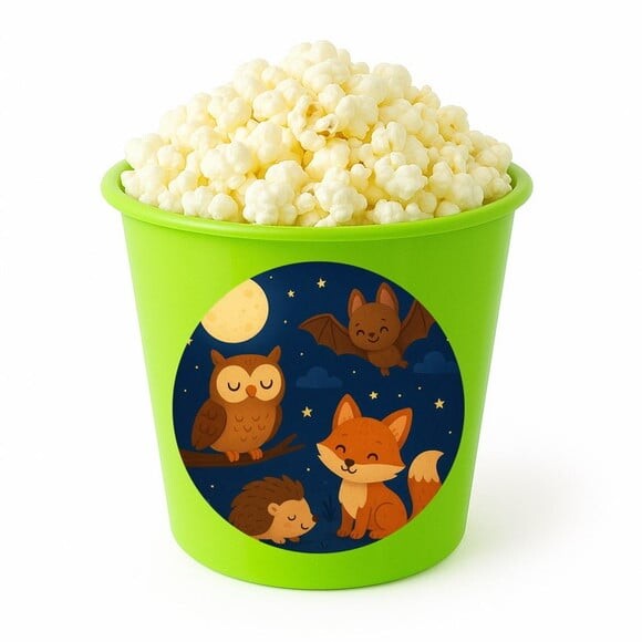 Balde de Pipoca Personalizado Infantil Animais Noturnos