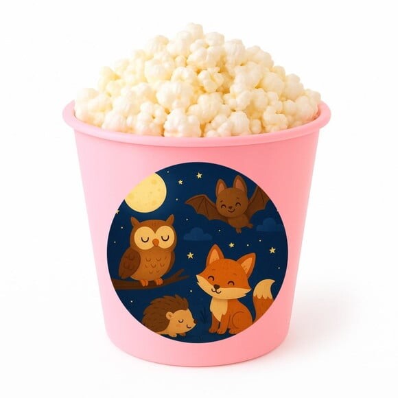 Balde de Pipoca Personalizado Infantil Animais Noturnos