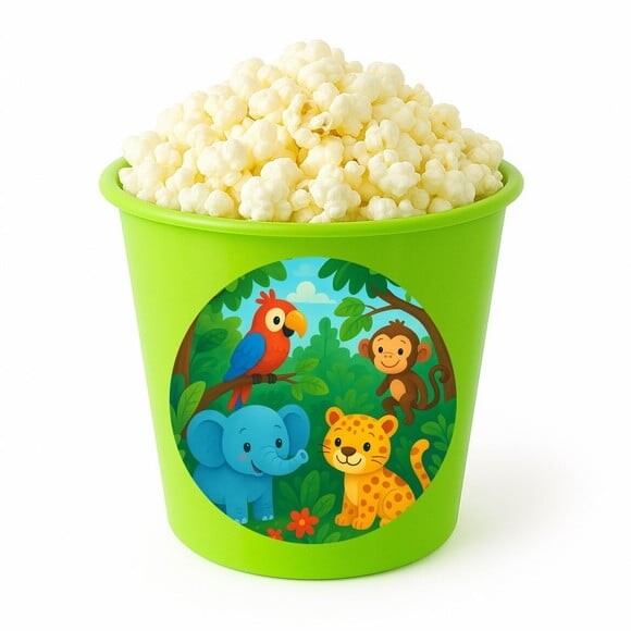 Balde de Pipoca Personalizado Infantil Animais Tropicais