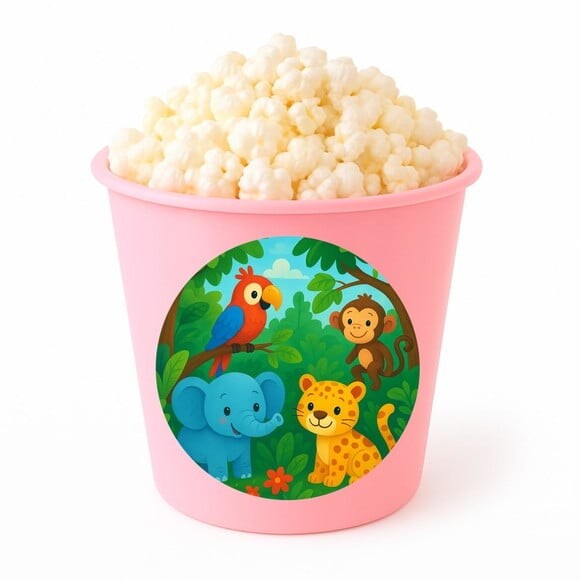 Balde de Pipoca Personalizado Infantil Animais Tropicais
