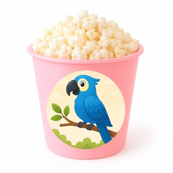 Balde de Pipoca Personalizado Infantil Arara Azul