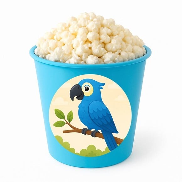 Balde de Pipoca Personalizado Infantil Arara Azul