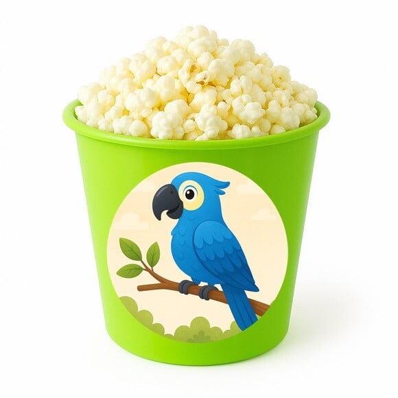 Balde de Pipoca Personalizado Infantil Arara Azul