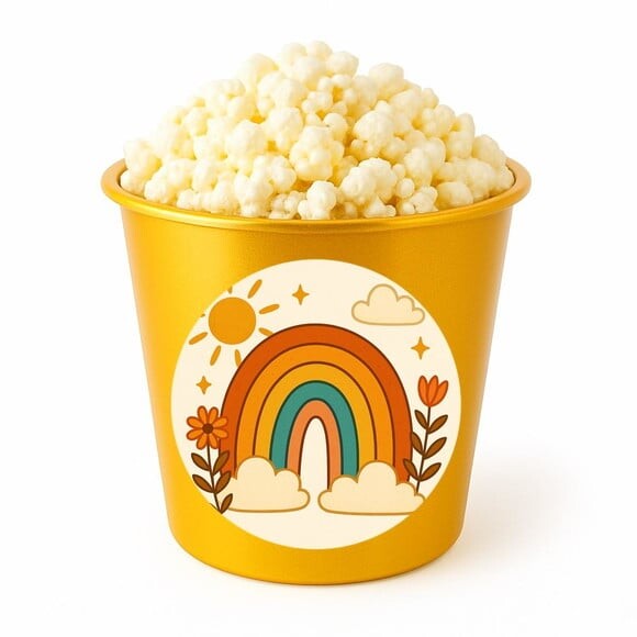 Balde de Pipoca Personalizado Infantil Arco-íris Boho