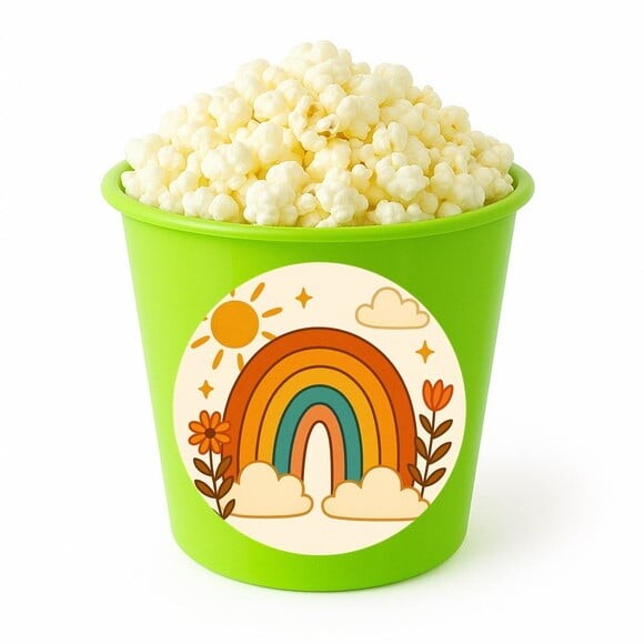 Balde de Pipoca Personalizado Infantil Arco-íris Boho