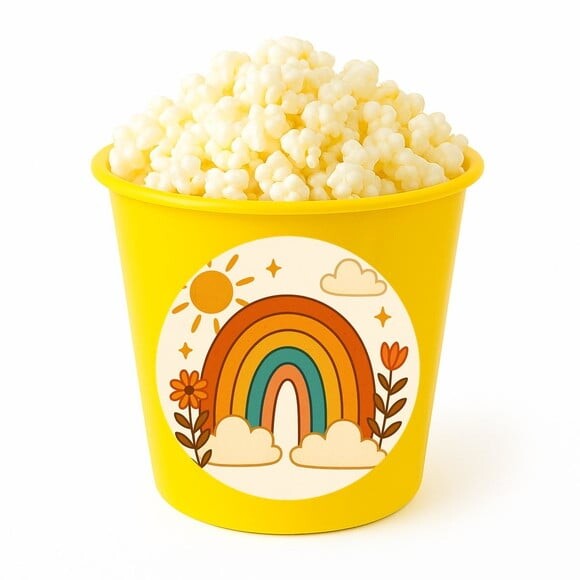 Balde de Pipoca Personalizado Infantil Arco-íris Boho