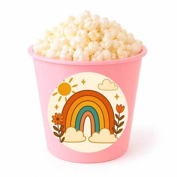 Balde de Pipoca Personalizado Infantil Arco-íris Boho