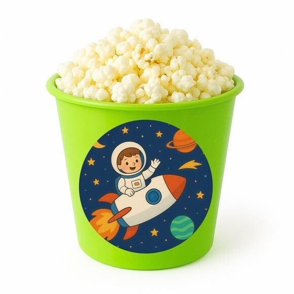Balde de Pipoca Personalizado Infantil Aventura Espacial