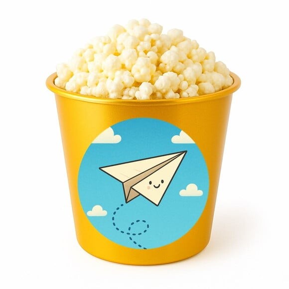 Balde de Pipoca Personalizado Infantil Aviãozinho de Papel