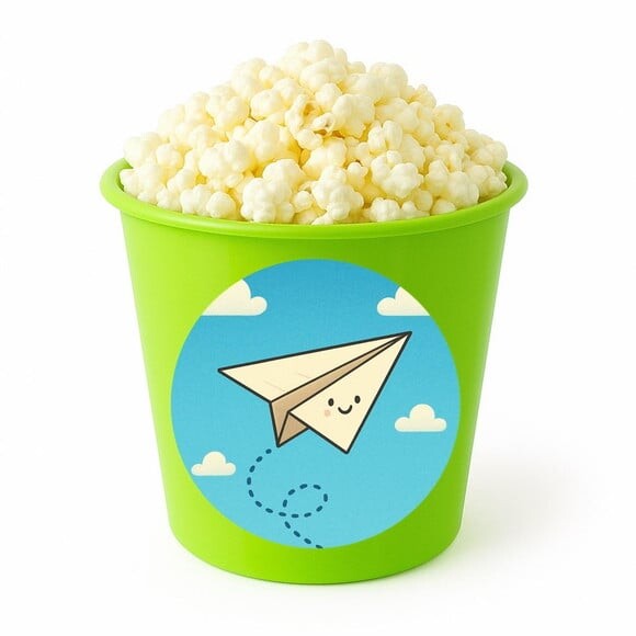 Balde de Pipoca Personalizado Infantil Aviãozinho de Papel