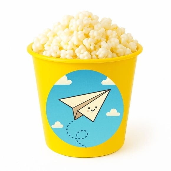 Balde de Pipoca Personalizado Infantil Aviãozinho de Papel