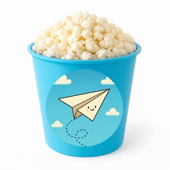 Balde de Pipoca Personalizado Infantil Aviãozinho de Papel