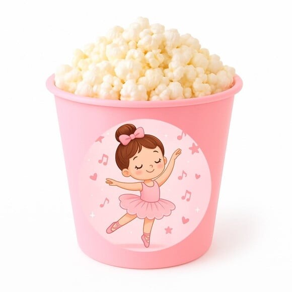 Balde de Pipoca Personalizado Infantil Bailarina