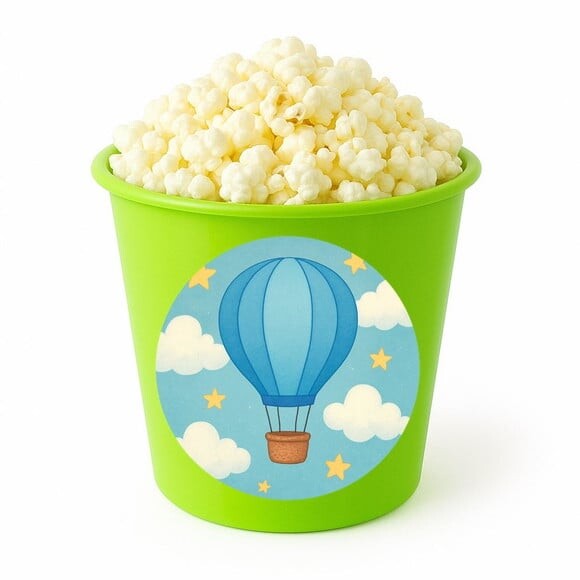 Balde de Pipoca Personalizado Infantil Balão de Ar Azul