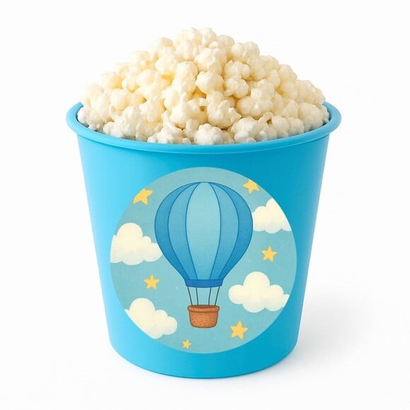 Balde de Pipoca Personalizado Infantil Balão de Ar Azul