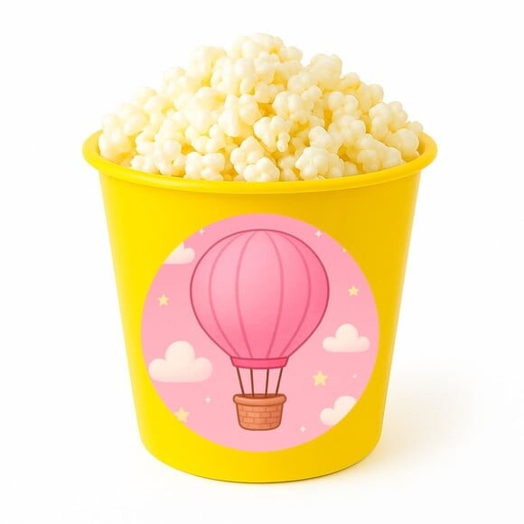 Balde de Pipoca Personalizado Infantil Balão de Ar Rosa