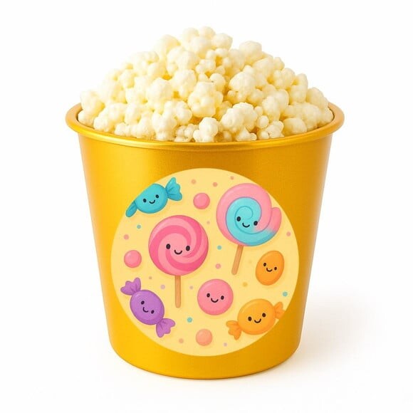 Balde de Pipoca Personalizado Infantil Balas e Pirulitos