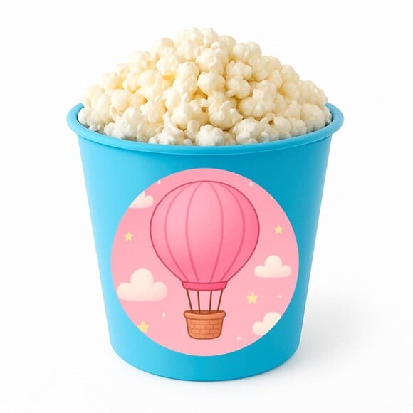 Balde de Pipoca Personalizado Infantil Balão de Ar Rosa