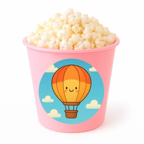 Balde de Pipoca Personalizado Infantil Balão de Ar Quente