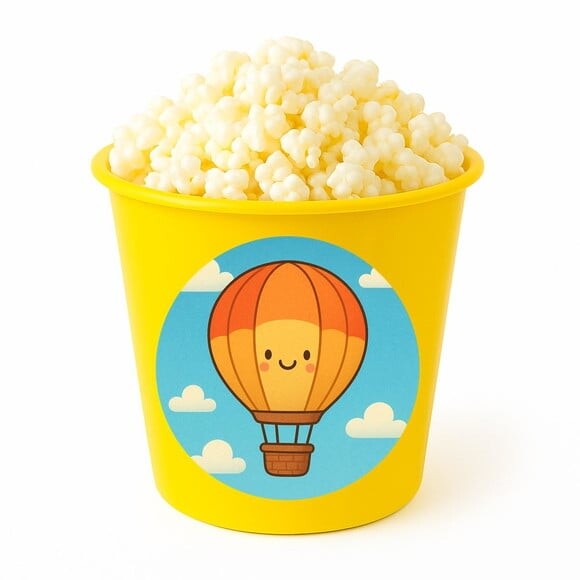 Balde de Pipoca Personalizado Infantil Balão de Ar Quente