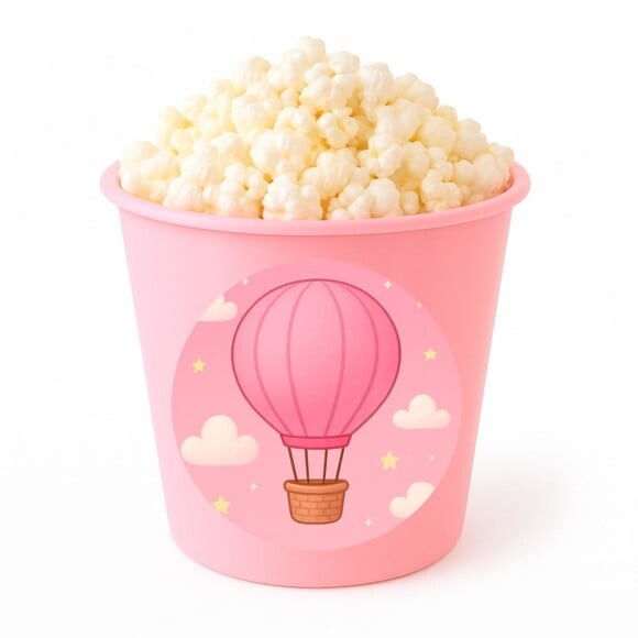 Balde de Pipoca Personalizado Infantil Balão de Ar Rosa