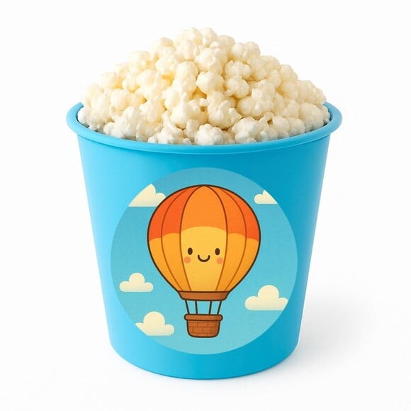 Balde de Pipoca Personalizado Infantil Balão de Ar Quente