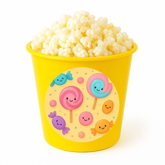 Balde de Pipoca Personalizado Infantil Balas e Pirulitos