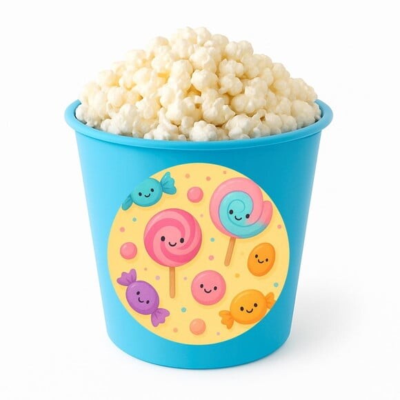 Balde de Pipoca Personalizado Infantil Balas e Pirulitos