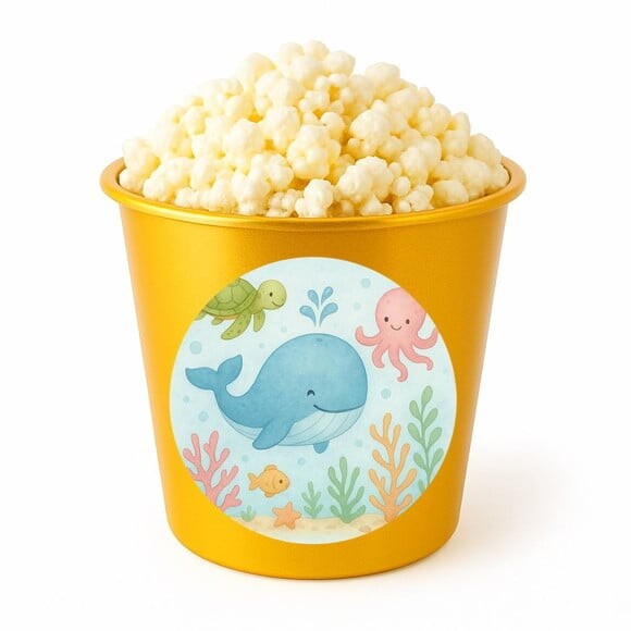 Balde de Pipoca Personalizado Infantil Baleia Aquarela