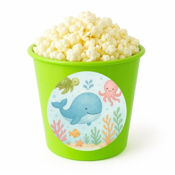 Balde de Pipoca Personalizado Infantil Baleia Aquarela