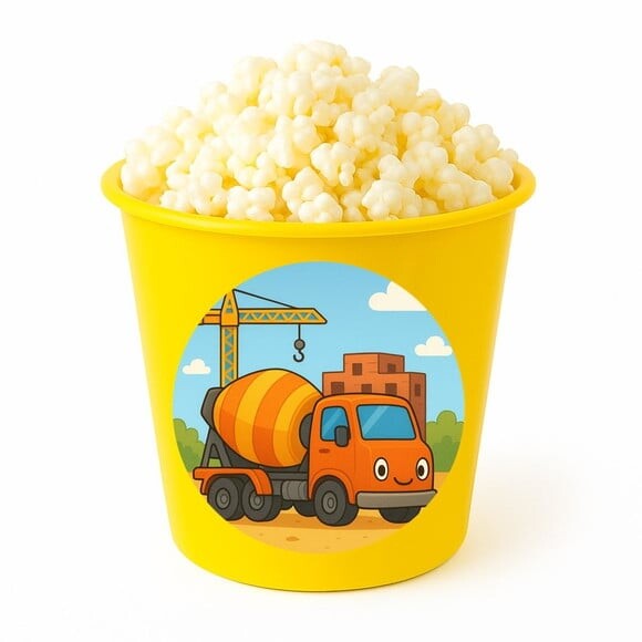 Balde de Pipoca Personalizado Infantil Betoneira