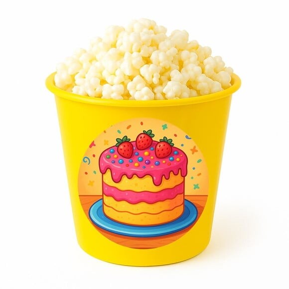 Balde de Pipoca Personalizado Infantil Bolo Confeitado
