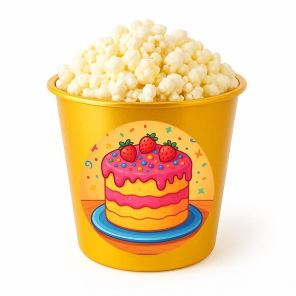 Balde de Pipoca Personalizado Infantil Bolo Confeitado