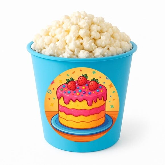 Balde de Pipoca Personalizado Infantil Bolo Confeitado