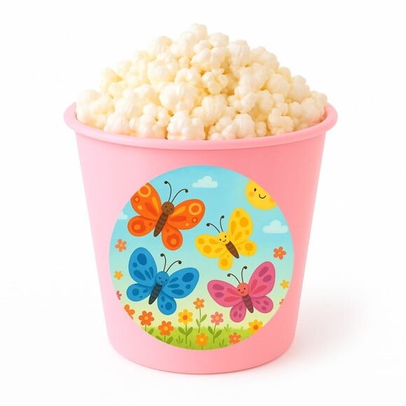 Balde de Pipoca Personalizado Infantil Borboletas